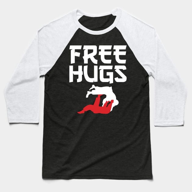 Funny Free Hugs BJJ Jiu-Jitsu Takedown Jiu Jitsu Baseball T-Shirt by theperfectpresents